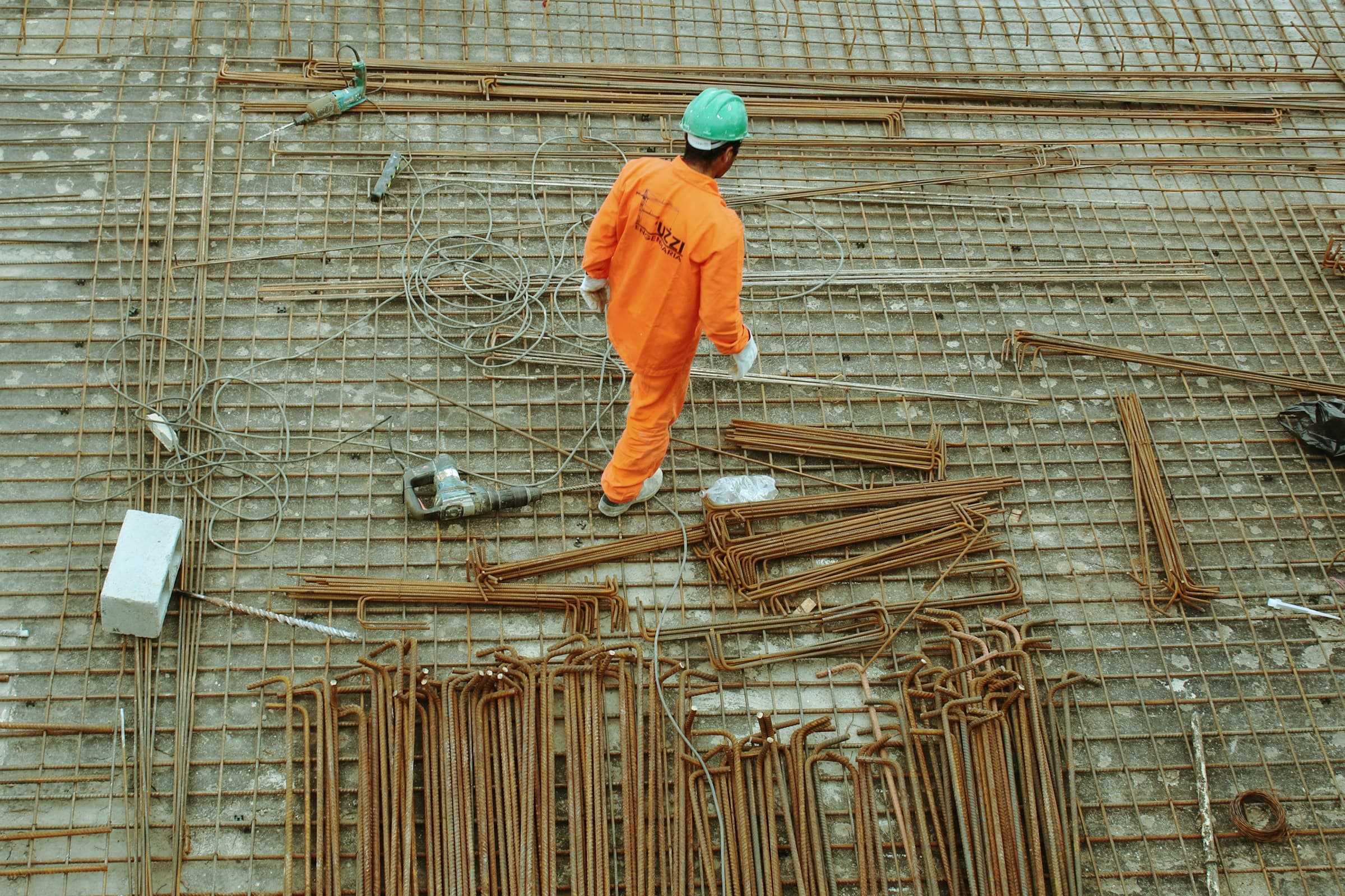 Building maintenance worker fixing repairs and performing construction work